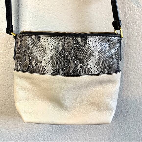 Fossil cream and snakeskin leather crossbody purse - Picture 3 of 16